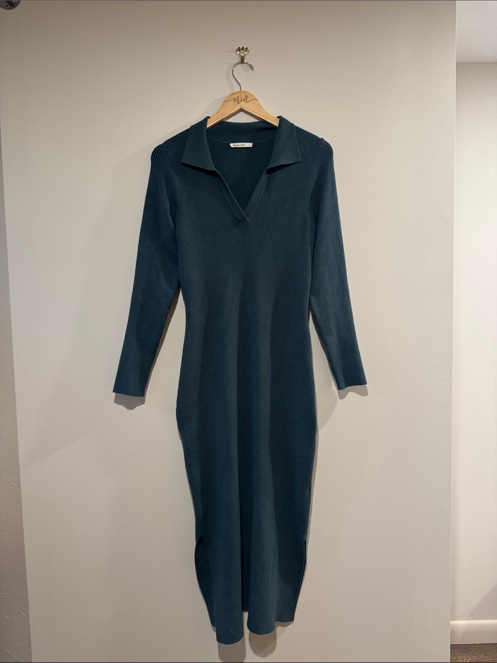 Marine Layer Knit Sweater Green Maxi Dress Size L